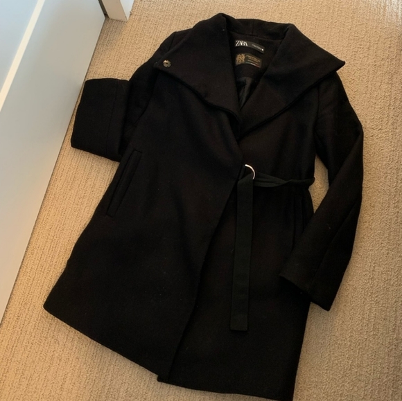 Zara Manteco Italian Wool buckle wrap coat XS - Picture 12 of 12